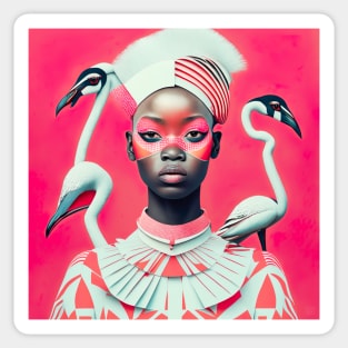 [AI Art] Surrounded by Flamingos Bauhaus Art Style Sticker